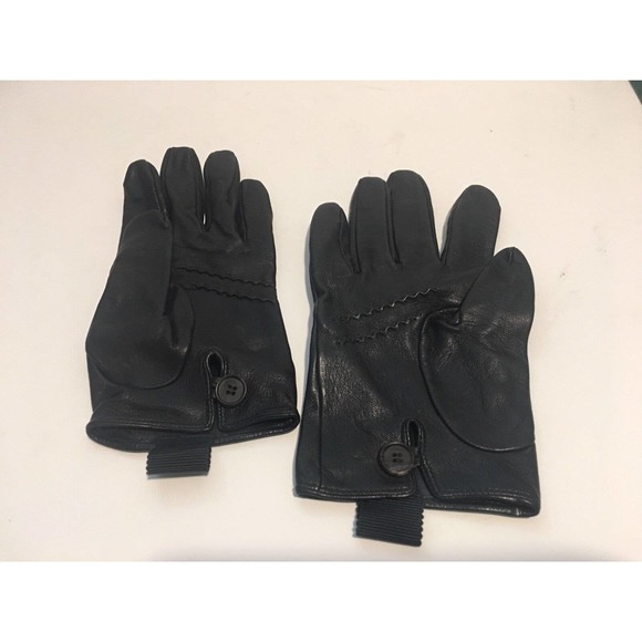 THOM BROWNE lambskin Womens soft Black Leather Gloves Size Medium RARE - Picture 2 of 6